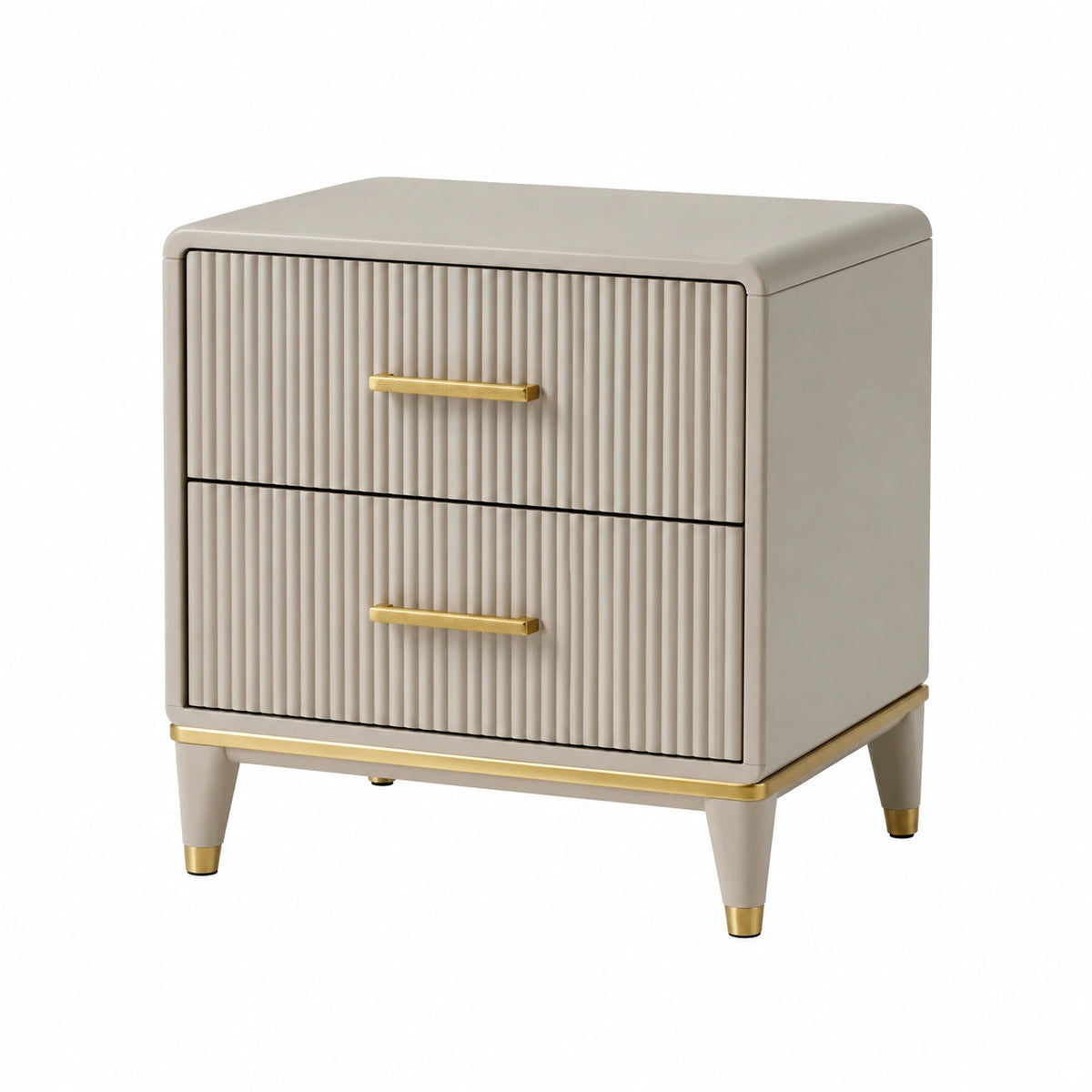 Nachttisch 50 × 40 × 55 cm in Beige/Gold mit 2 Schubladen
