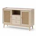 Sideboard 120 × 40 × 85 cm in Natur/Beige/Gold mit Rattanfronten und 2 Schubladen