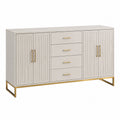 Sideboard 180 x 40 x 90 cm Beige/Gold mit 4 Schubladen und 4 Türen