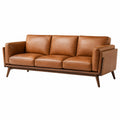 3-Sitzer-Sofa im Mid-Century-Stil, 220 x 88 x 84 cm, Cognacbraun/Dunkelbraun