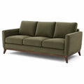 3-Sitzer-Sofa 220 x 90 x 85 cm in Olivgrün mit braunen Holzfüßen