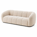Bouclé-Sofa in Cremefarben mit schwarzen Füßen, 220 × 95 × 75 cm